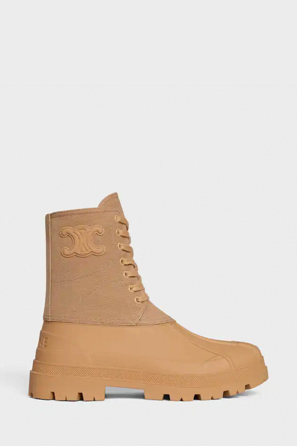 ショートブーツ・ブーティ CELINE Riley Boot in Canvas and Rubber CELINE RILEY LACE-UP BOOT IN CANVAS - BLACK | CELINE