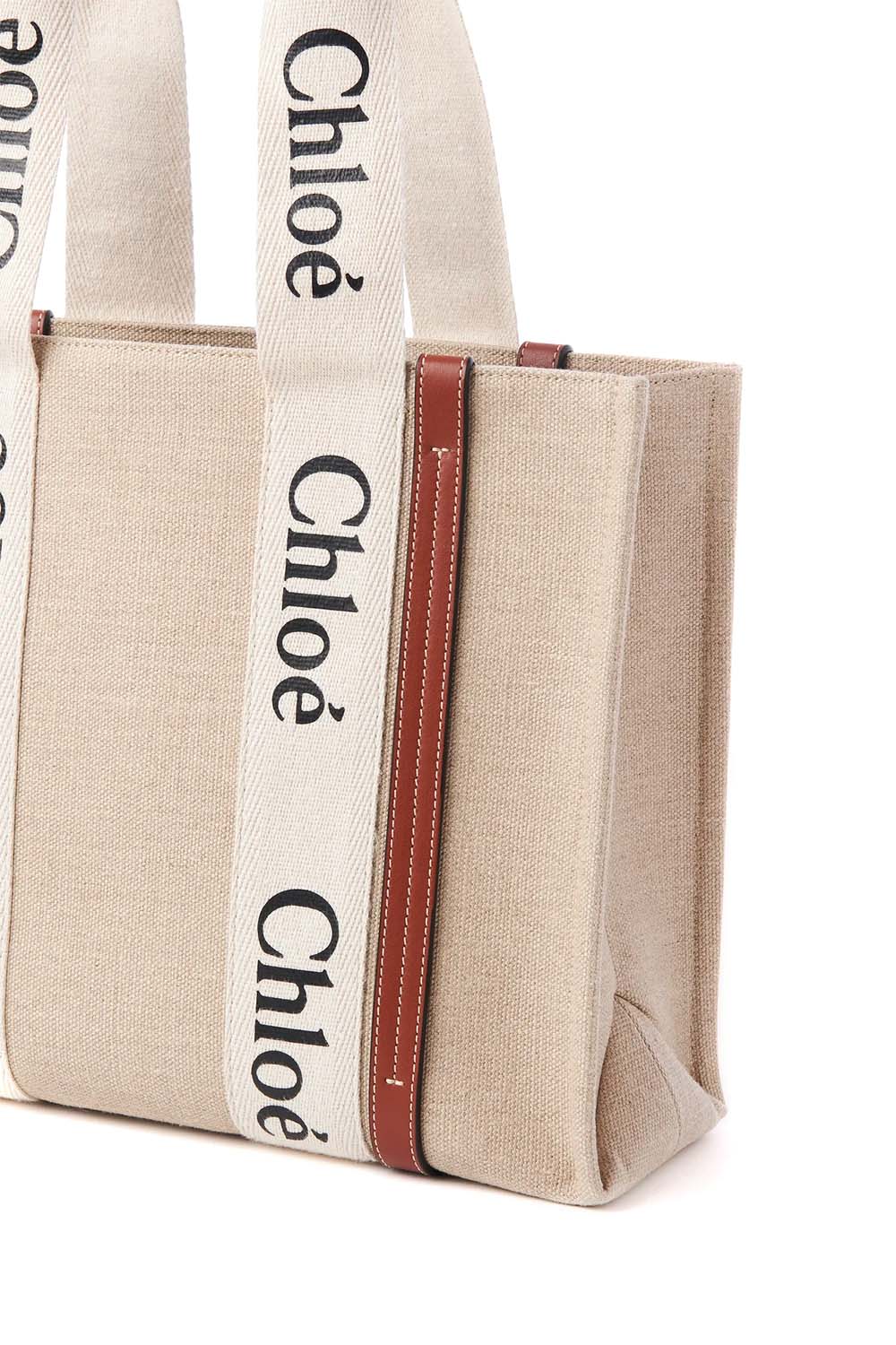Medium Woody Tote Bag In Linen