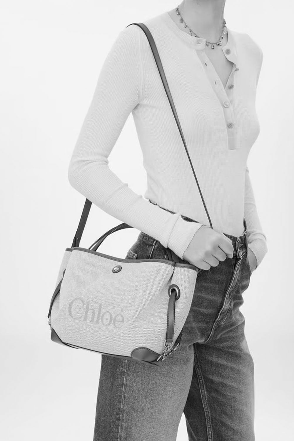Small Chloé Clover Double Carry Bag In Canvas