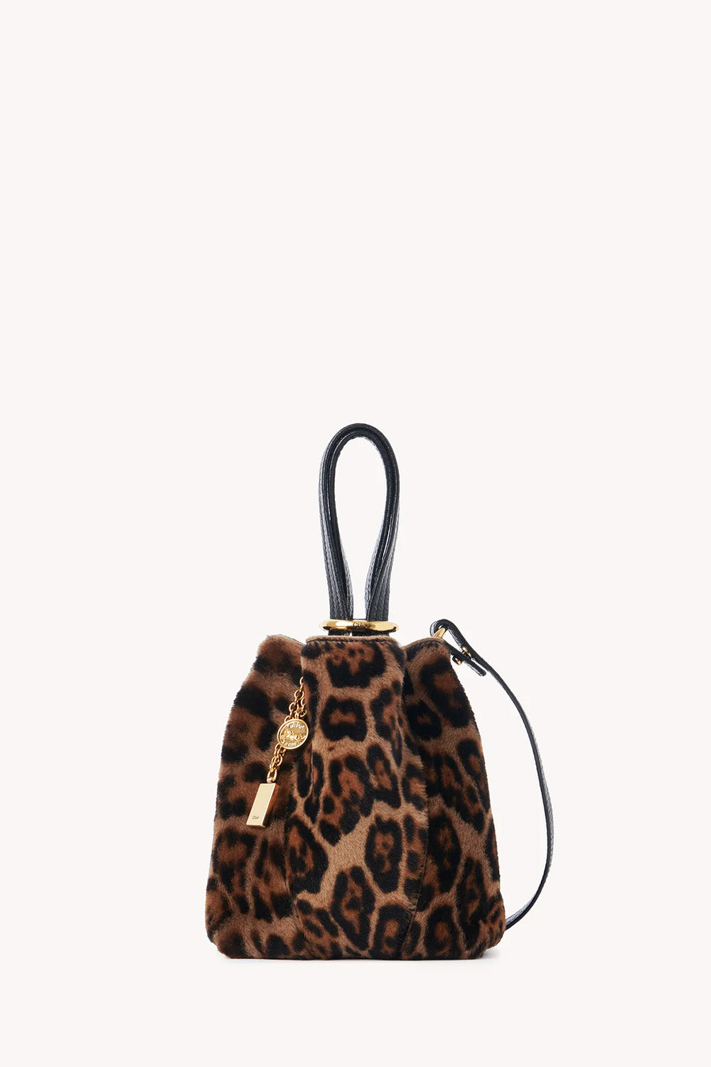 Small Chloé Spin Tote Bag In Leopard-Print Shearling
