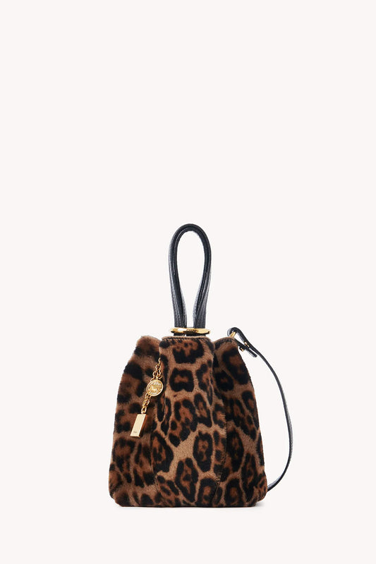 Small Chloé Spin Tote Bag In Leopard-Print Shearling
