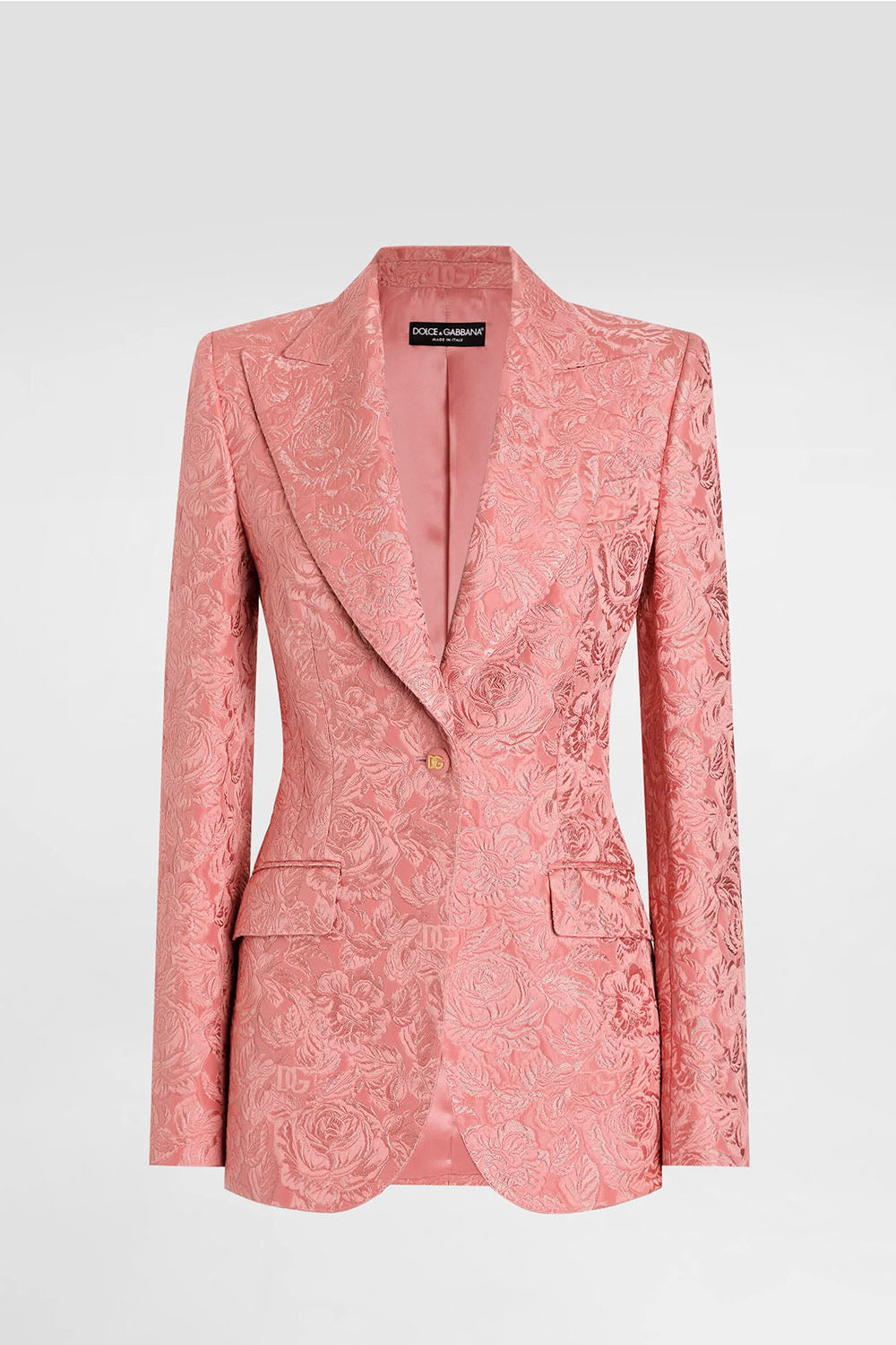 Single-Breasted Floral Quilted Jacquard Turlington Jacket