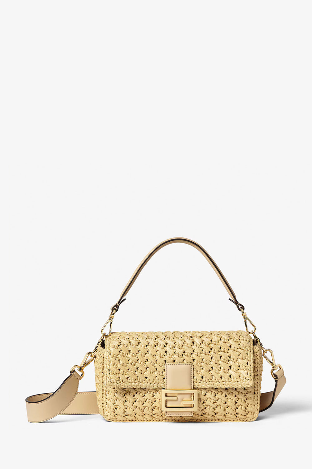 Baguette Beige Viscose Fibre Crochet Bag