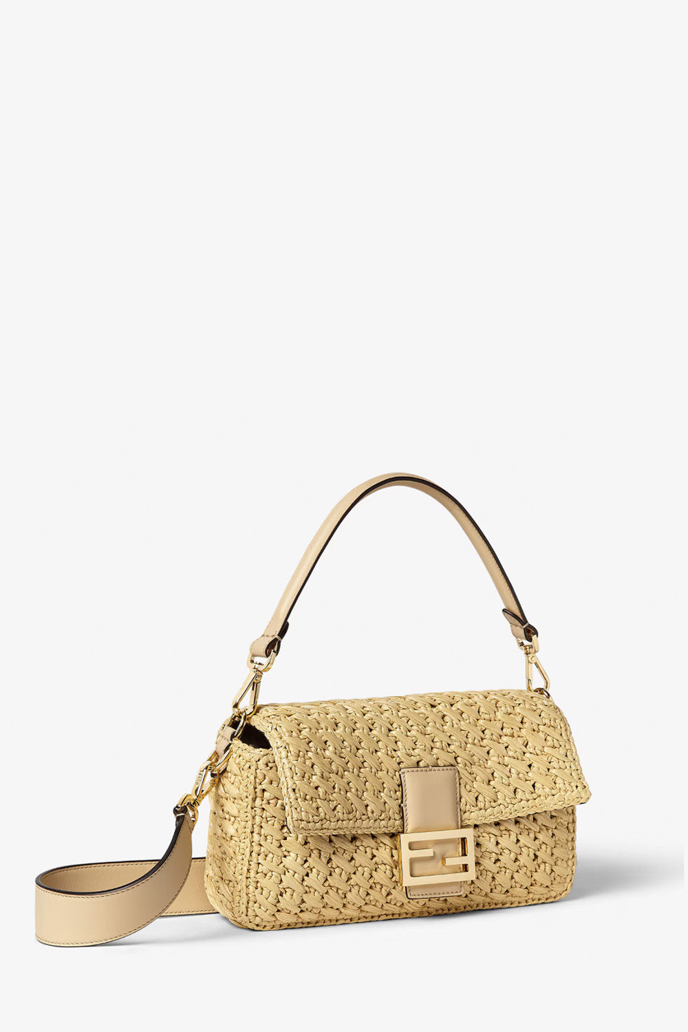 Baguette Beige Viscose Fibre Crochet Bag