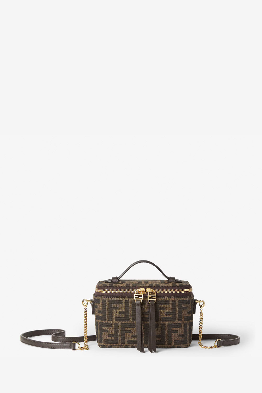 Fendi Vanity Tobacco Brown FF Jacquard Fabric Mini-Bag