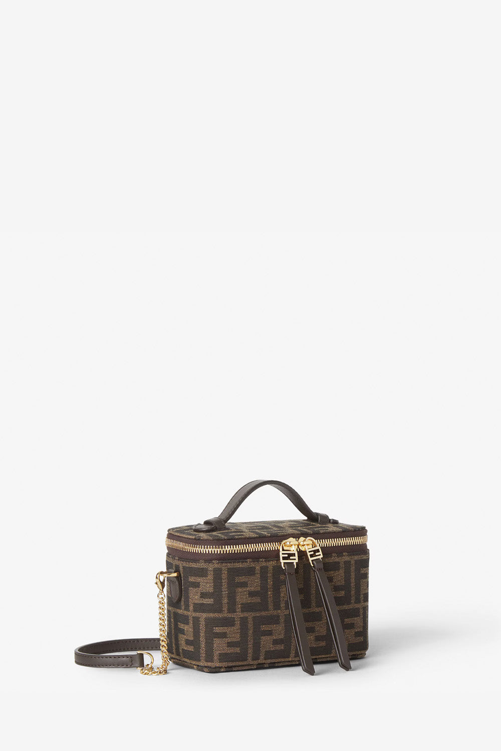 Fendi Vanity Tobacco Brown FF Jacquard Fabric Mini-Bag