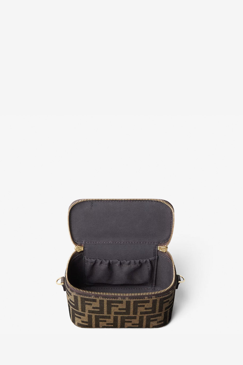 Fendi Vanity Tobacco Brown FF Jacquard Fabric Mini-Bag