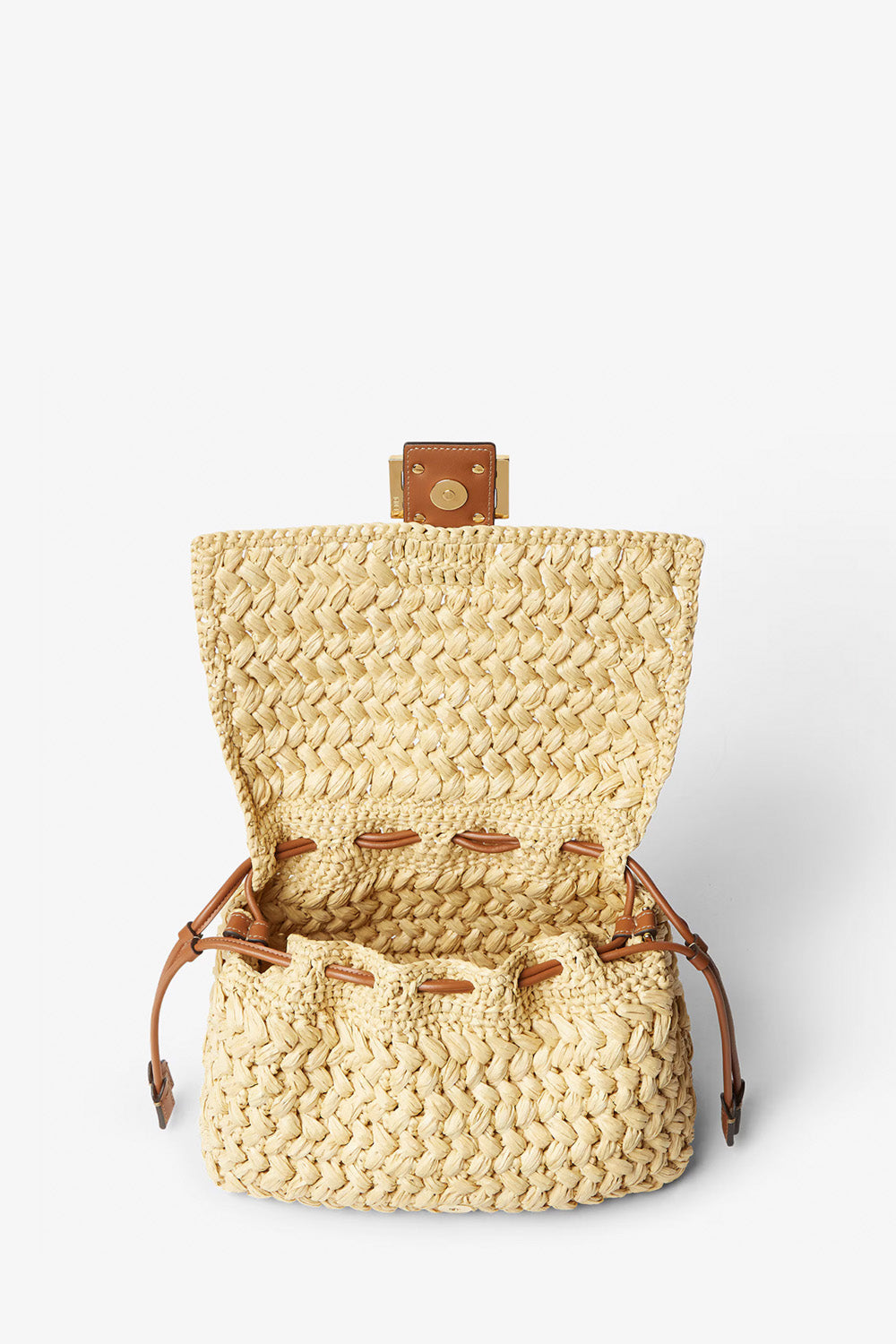 Mamma Baguette Medium Bag Of Braided Raffia Effect Material