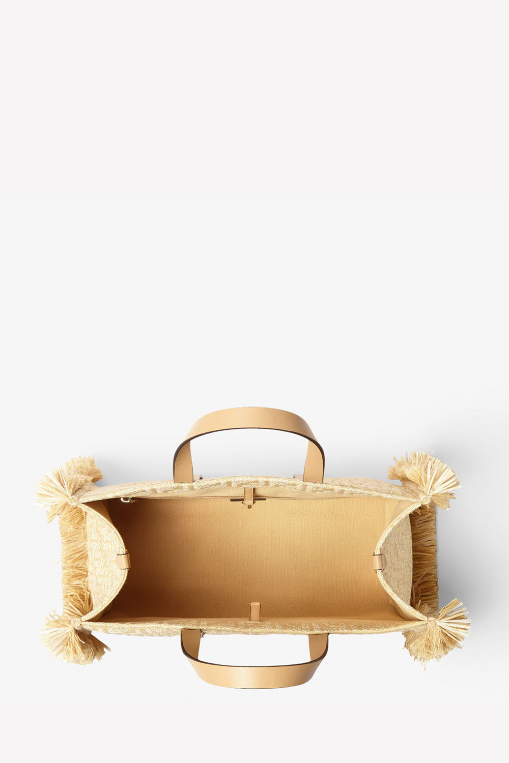 Summer Tote Jacquard Fabric Bag With Raffia FF