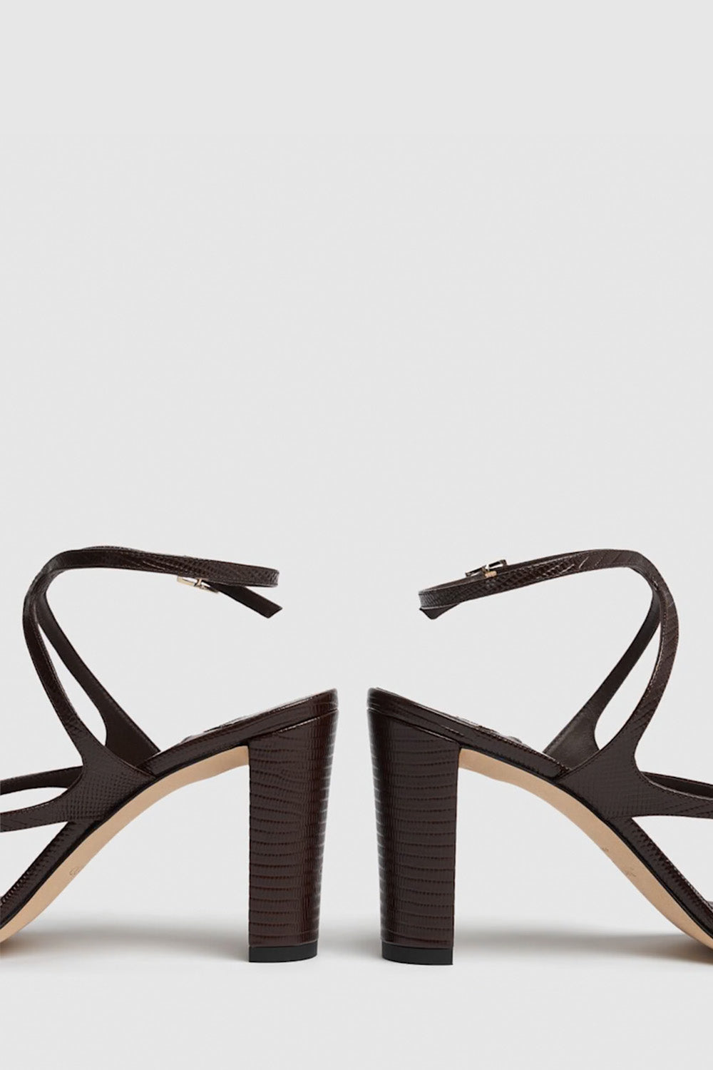 85Mm Azie Lizard Print Leather Sandals