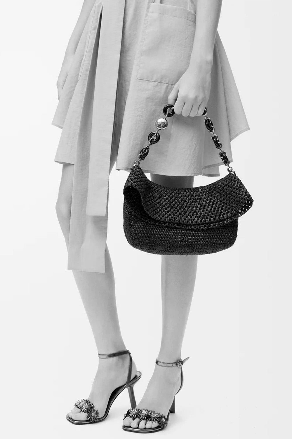 Medium Ola Bag In Raffia And Calfskin