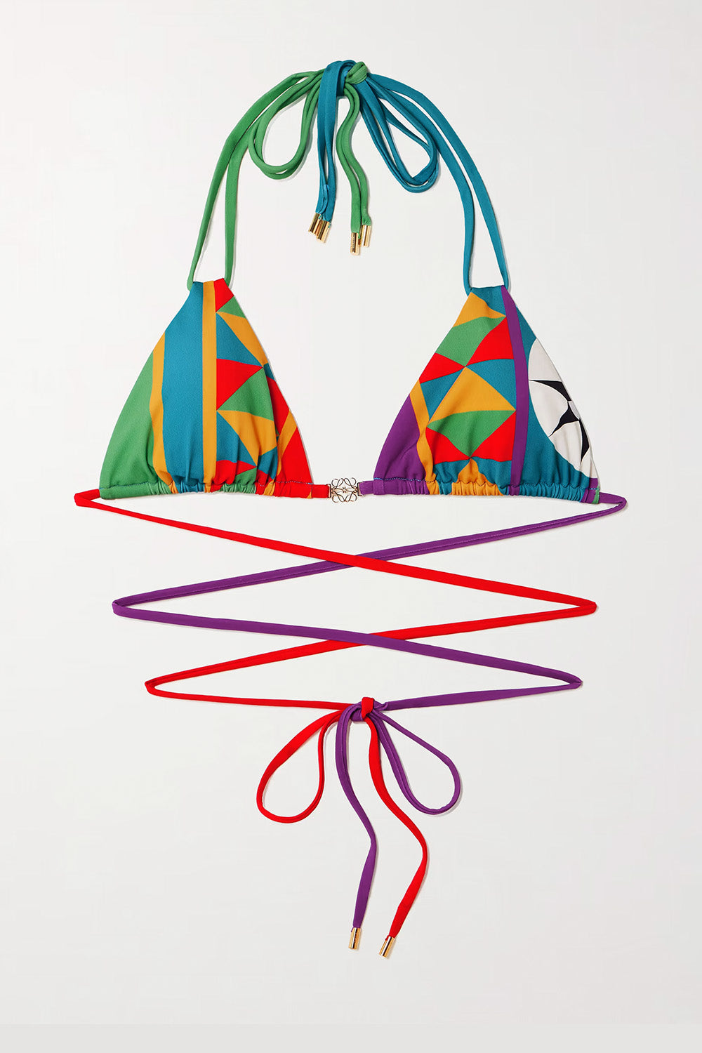 Paula's Ibiza Embellished Printed Triangle Bikini Top