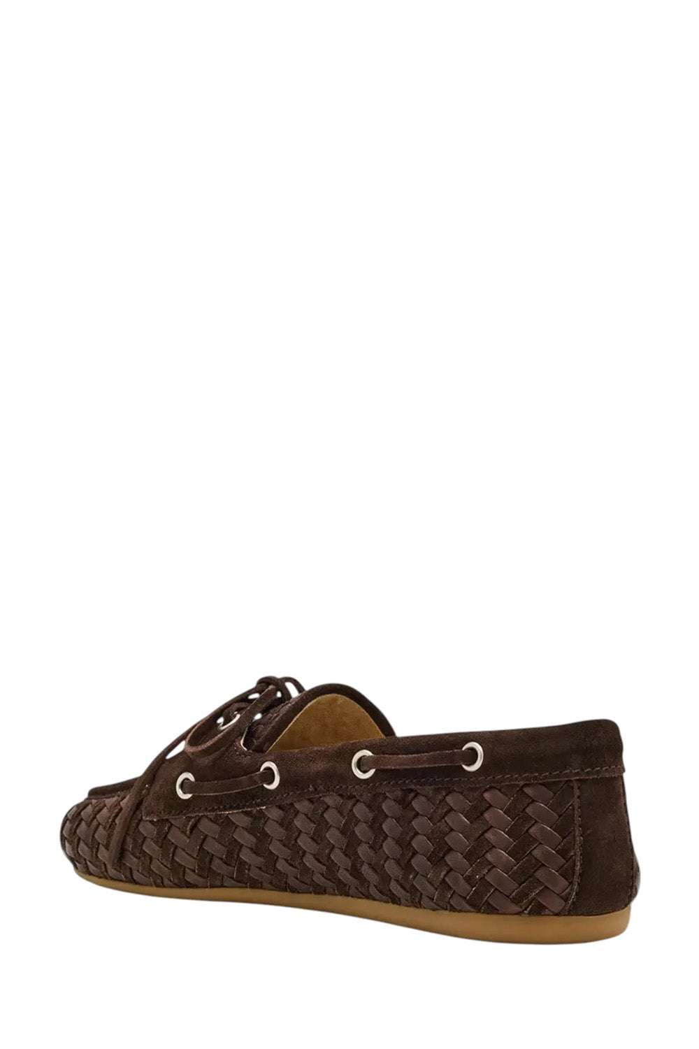 Bow Woven Suede & Leather Boat Shoes