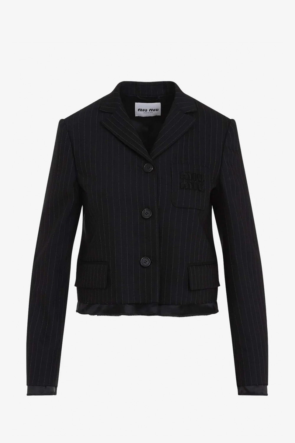 【関税&送料込】Miu Miu Single-Breasted Pinstripe Wool Blaze Miu Miu: Women's Single-breasted Pinstripe Jacket (Navy