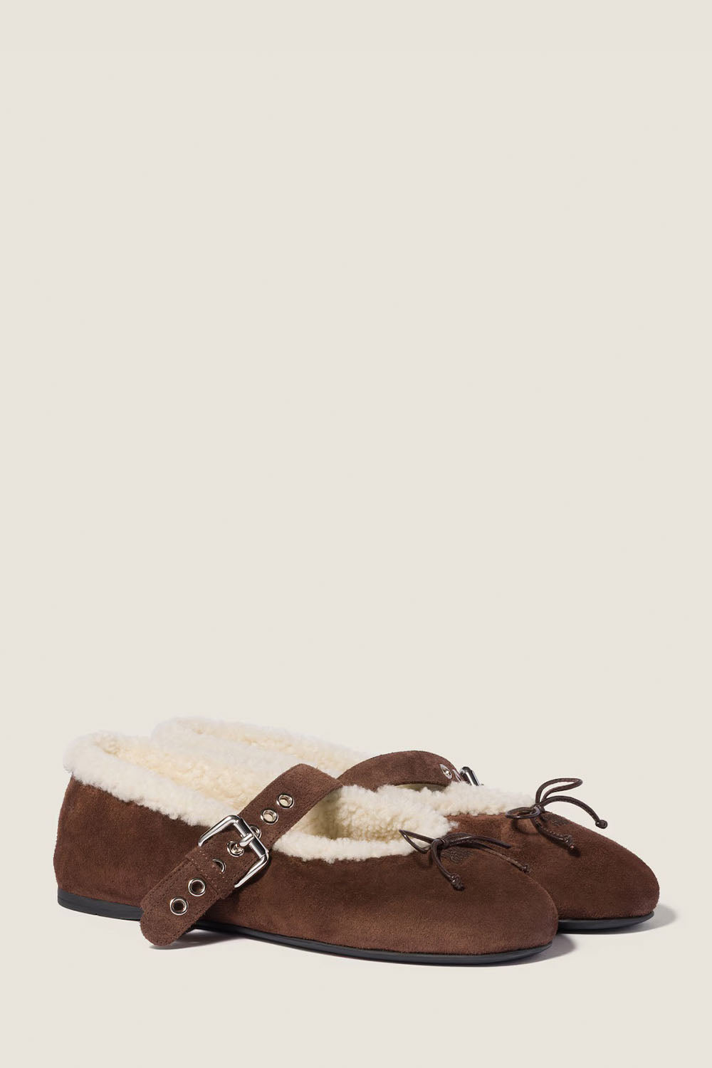 Suede And Shearling Ballerinas