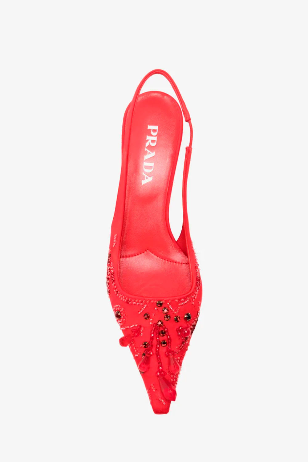 Embroidered Satin Slingback Pumps