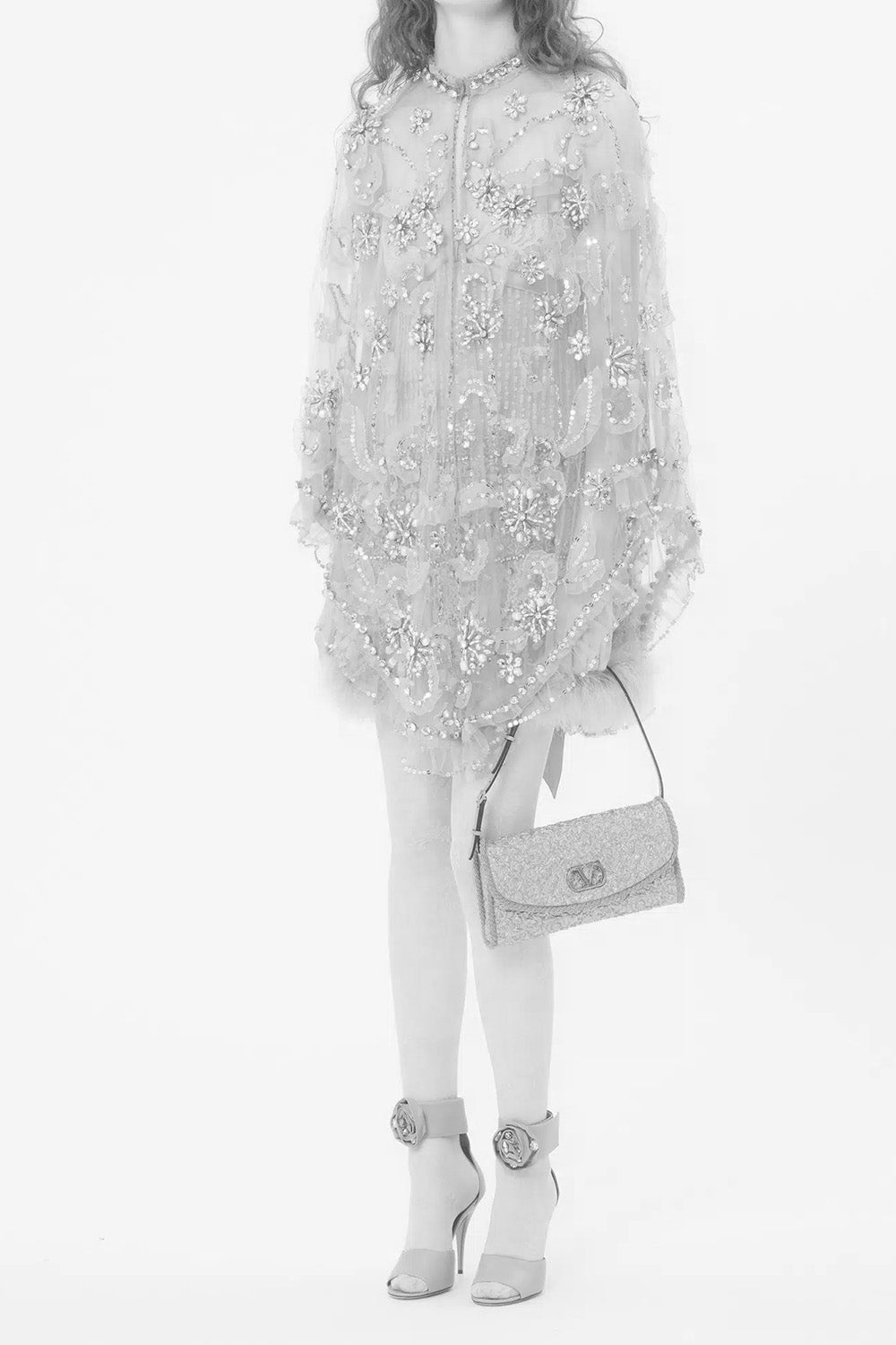 DeVain Small Shoulder Bag In Cloqué Jacquard Fabric