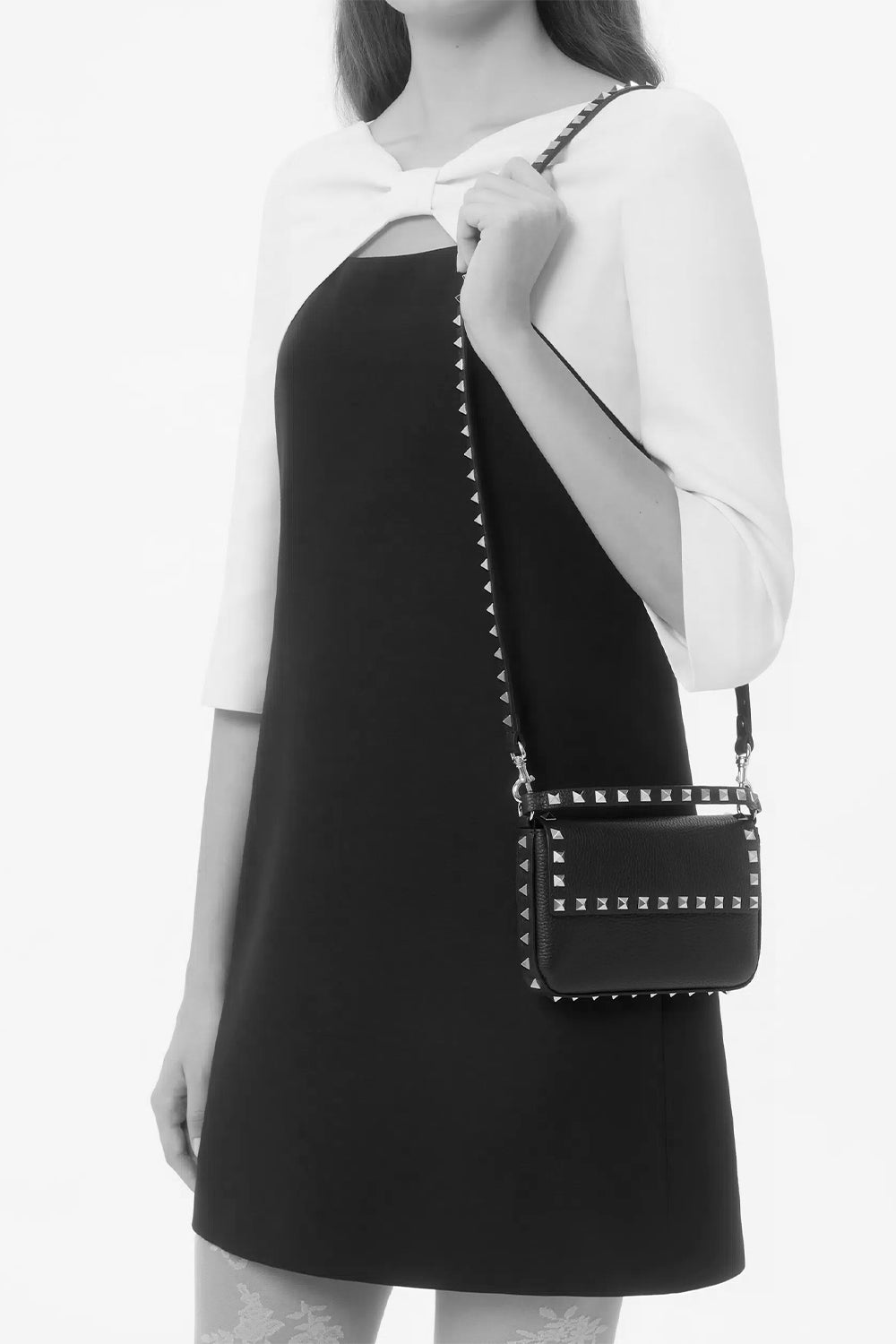 Rockstud Grainy Calfskin Pouch