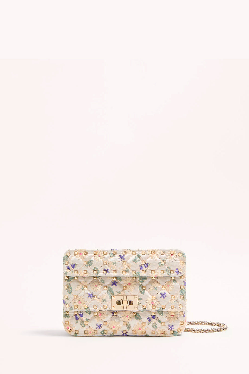 Rockstud Spike Small Jacquard Fabric Bag