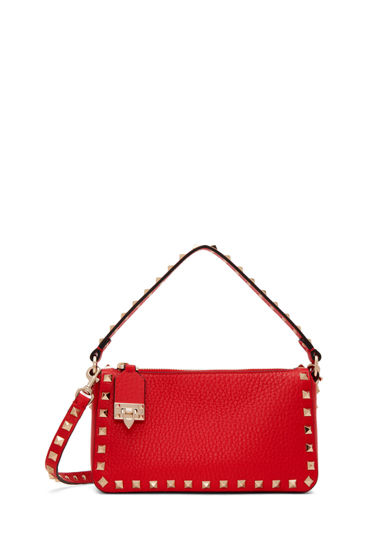 Small Rockstud Grainy Calfskin Crossbody Bag