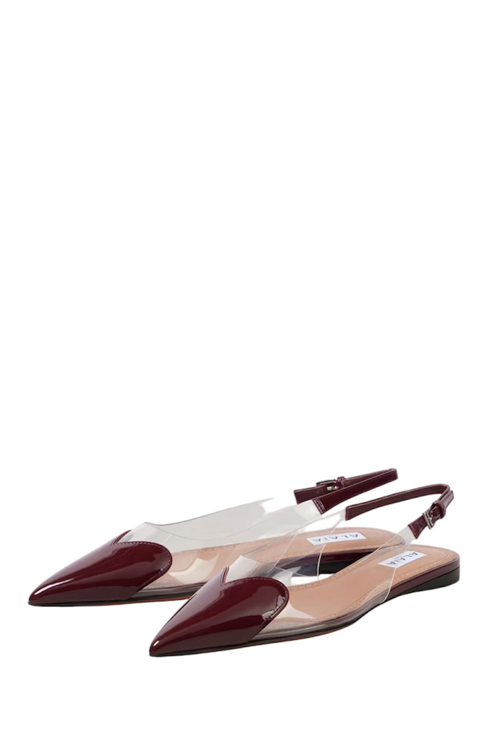 パンプス Alaia Le Coeur Flat Slingbacks In Patent Calfskin ALAIA - Le Cœur Flat Slingbacks In Patent Calfskin – The
