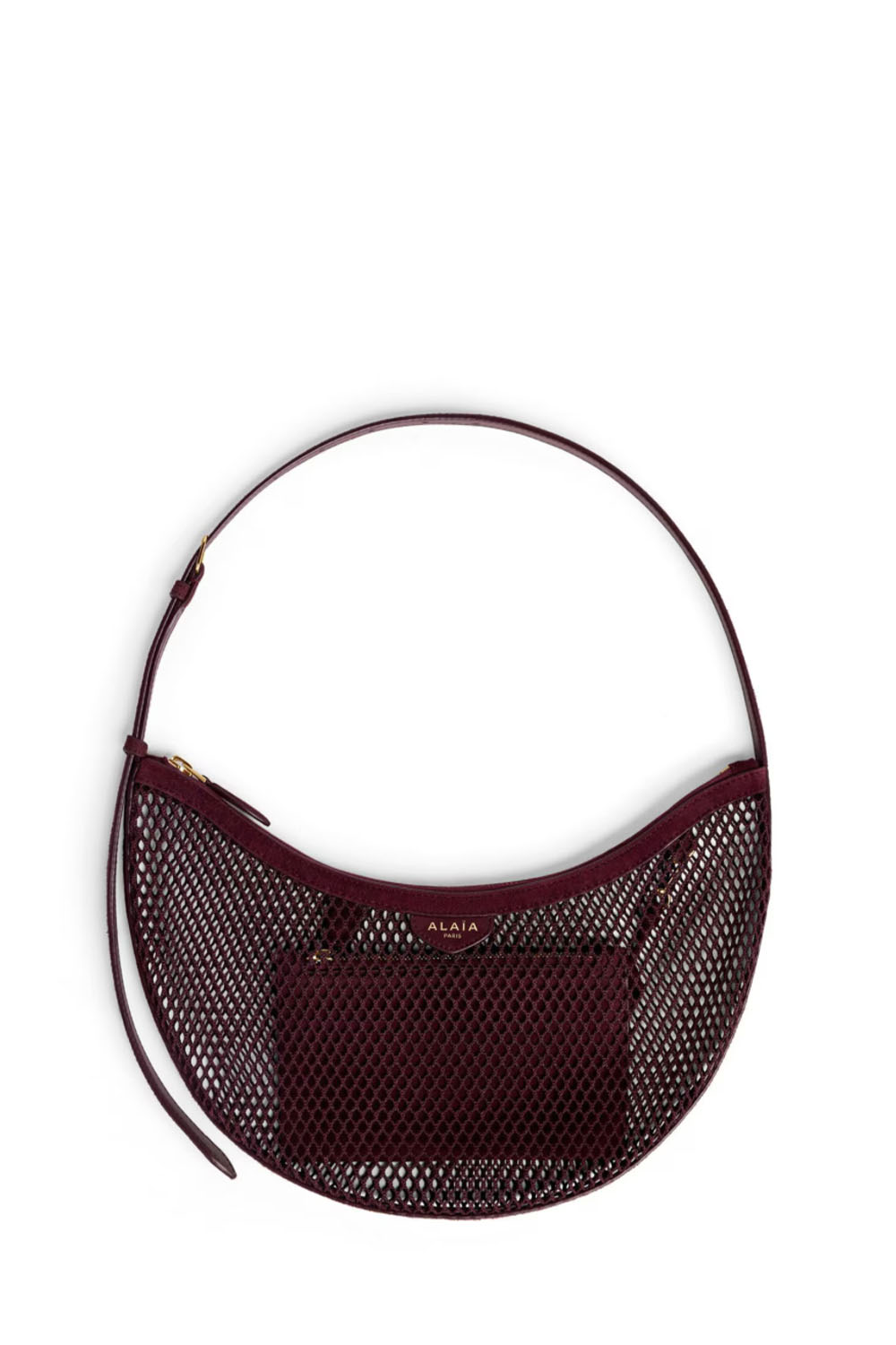 One Piece Demi Lune Bag In Fishnet And Suede