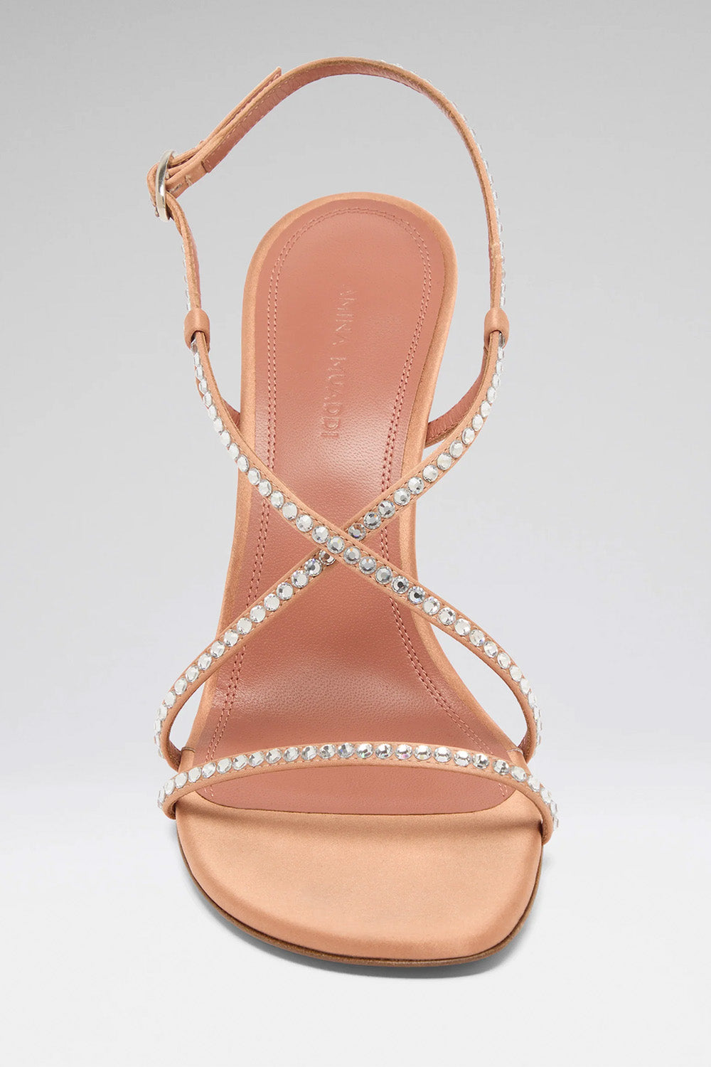 Sally Sandal 95 Latte Satin And White Crystals