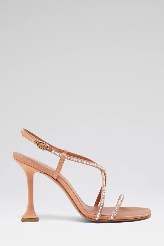 Sally Sandal 95 Latte Satin And White Crystals