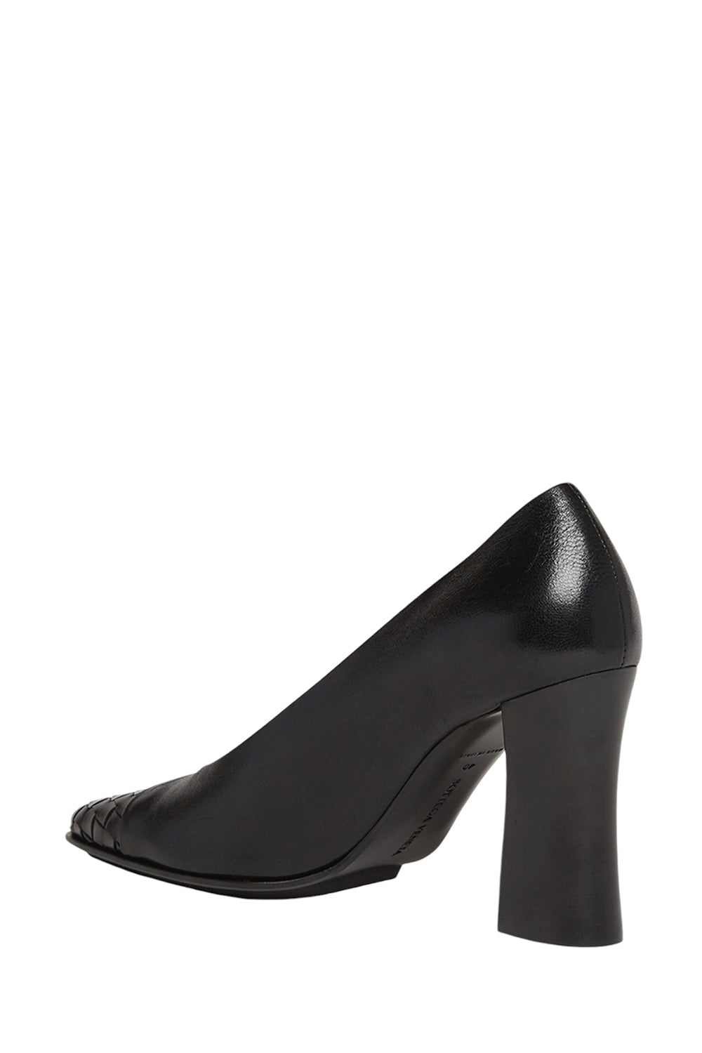 Mixed Leather Block-Heel Pumps