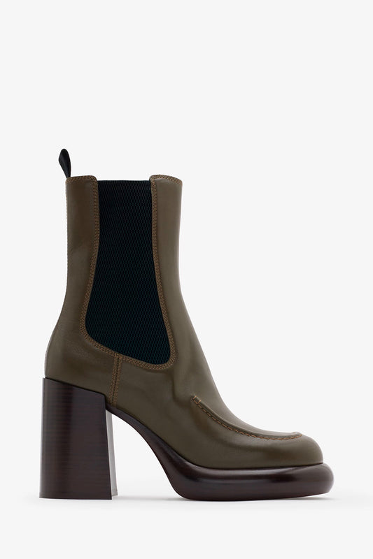 Leather Wedge Chelsea Boots