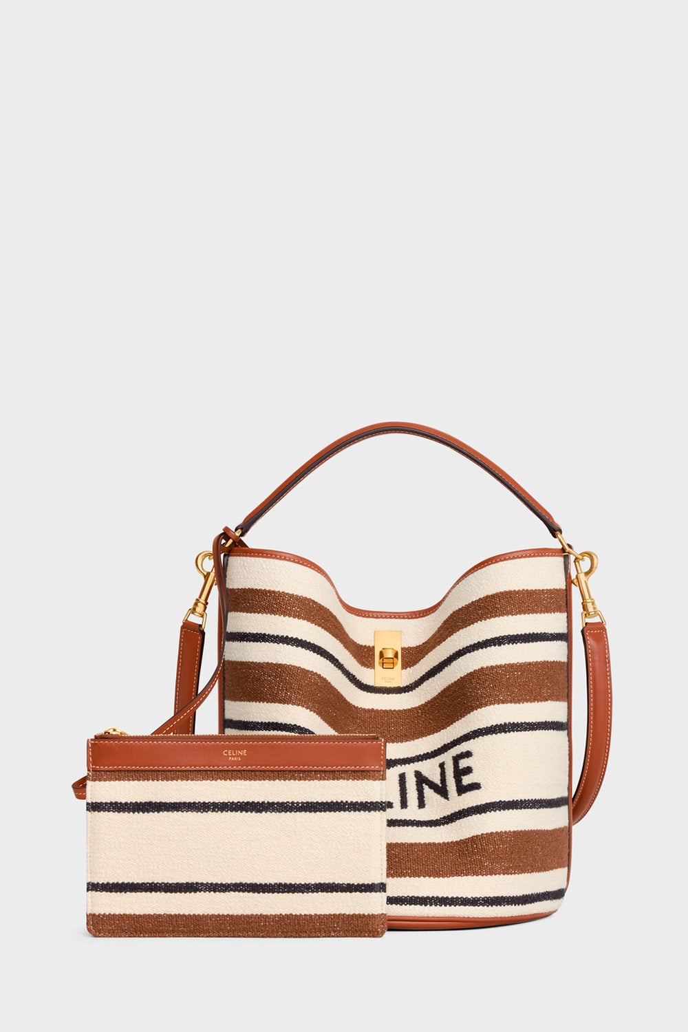 Bucket 16 Bag In Striped Textile With Celine Jacquard