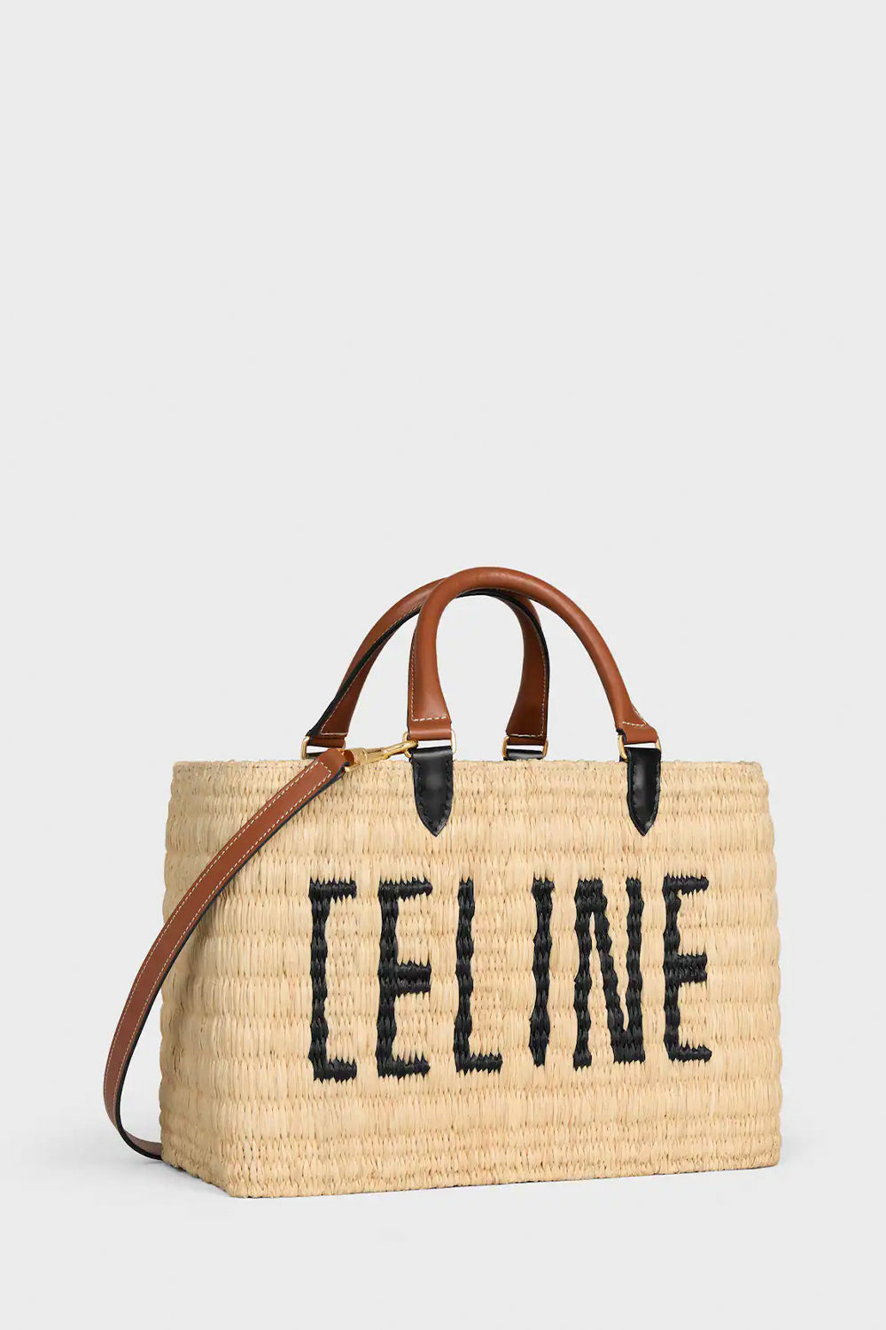 Celine Paris Panier In Raffia And Calfskin