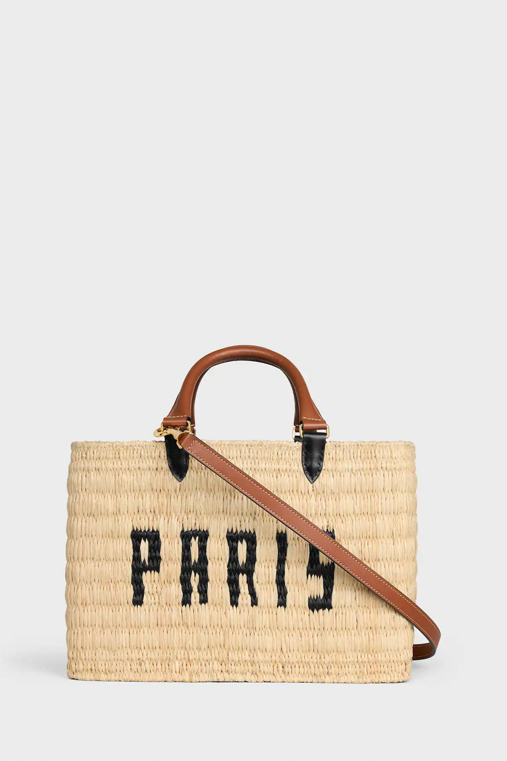 Celine Paris Panier In Raffia And Calfskin