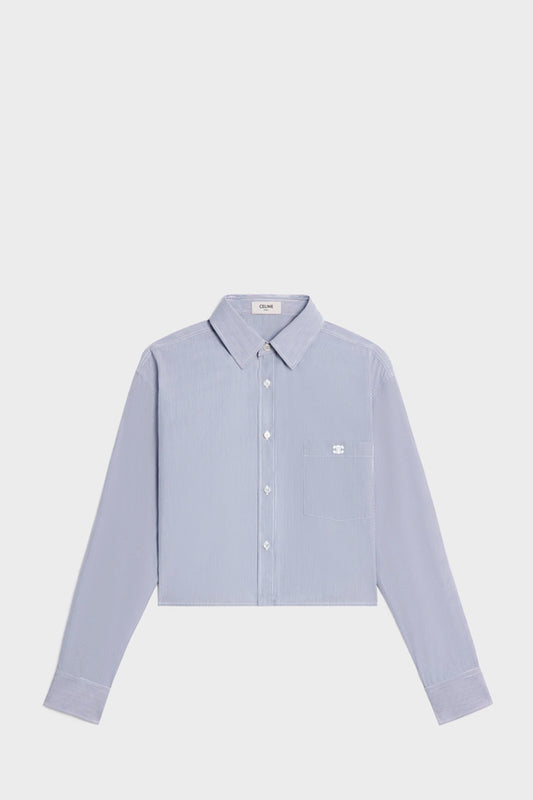 Cropped Shirt In Striped Cotton And Silk