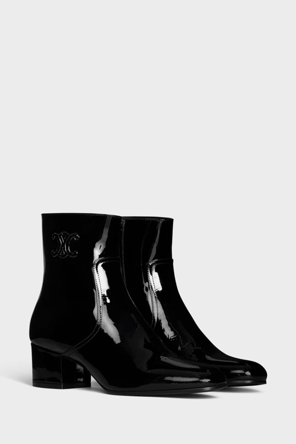 Les Bottes Celine Triomphe Zipped Boot In Patent Calfskin