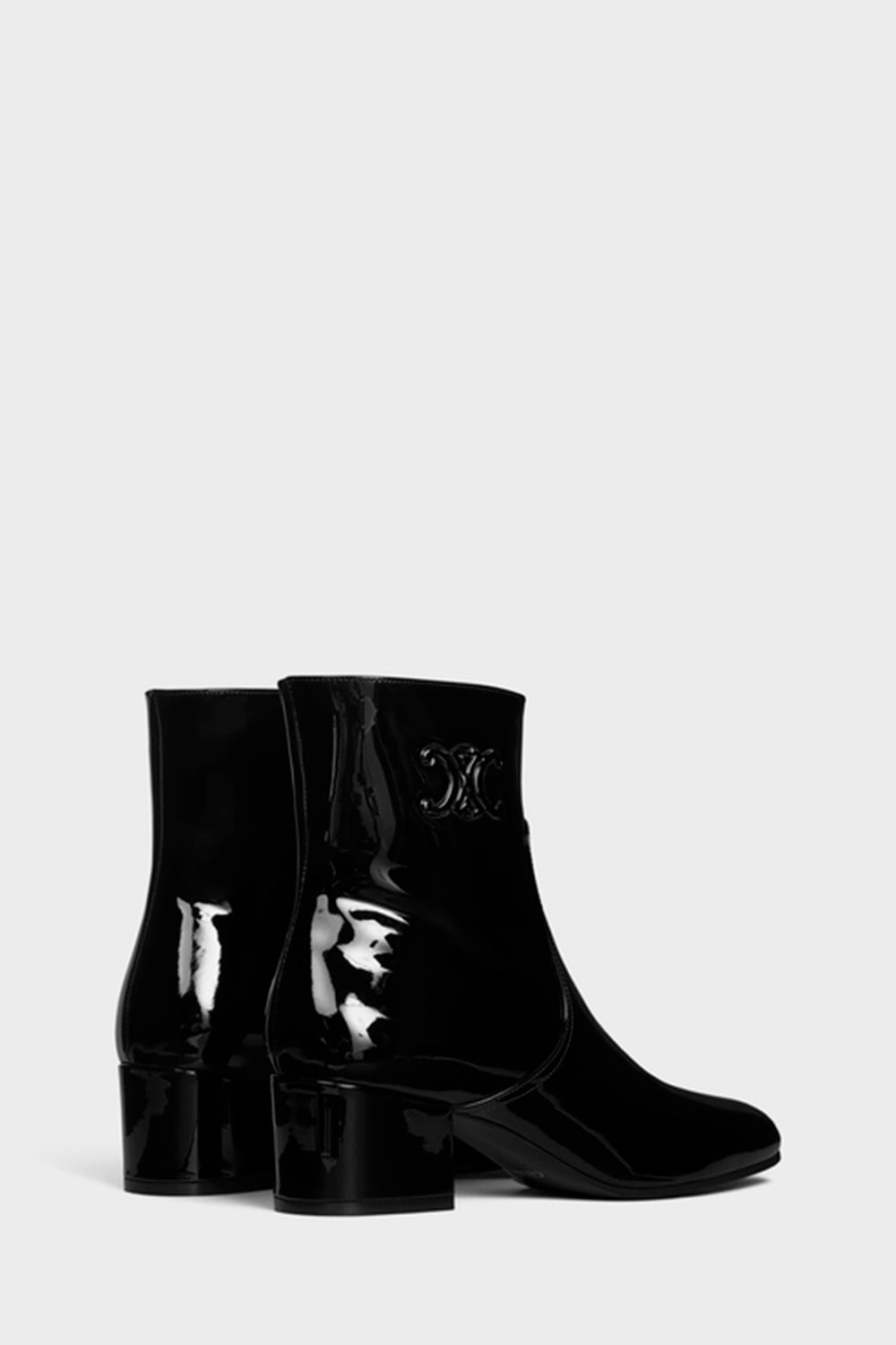 Les Bottes Celine Triomphe Zipped Boot In Patent Calfskin