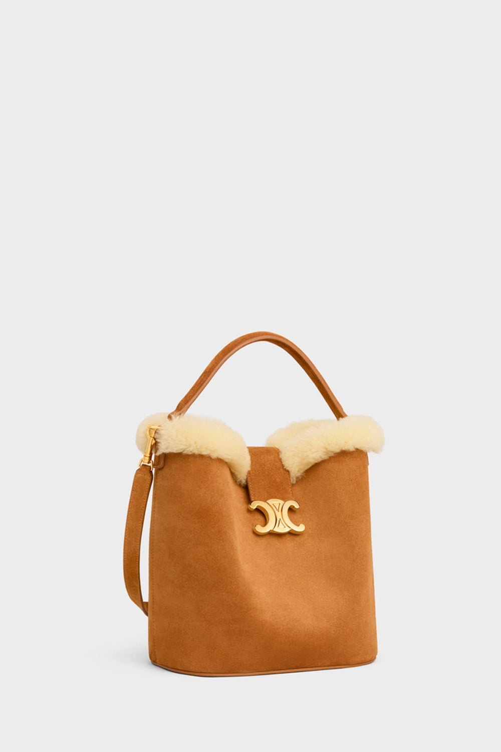 Medium Louise Bag In Suede Calfskin And Shearling