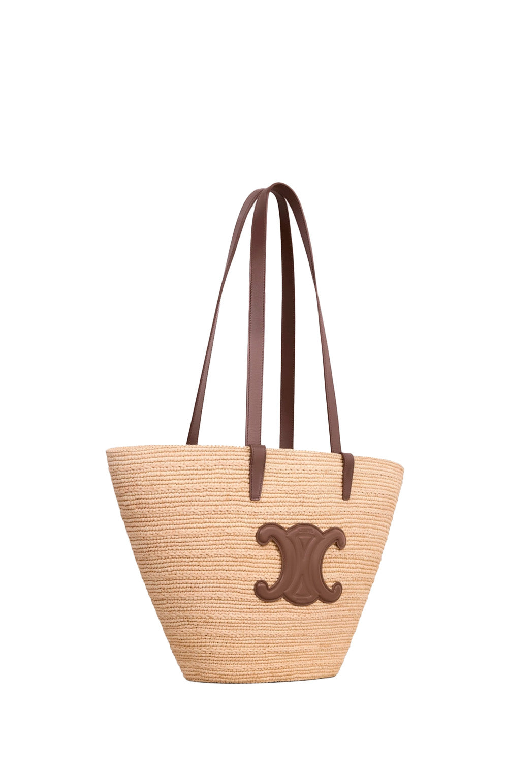 Medium Supple Celine Classic Panier In Raffia And Calfskin