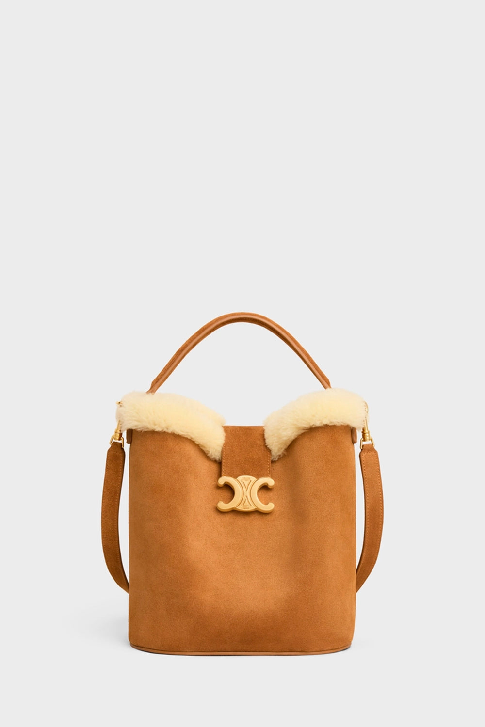 Medium Louise Bag In Suede Calfskin And Shearling