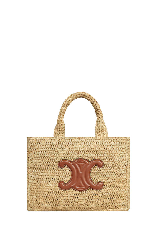 Small Cabas Thais In Raffia And Calfskin