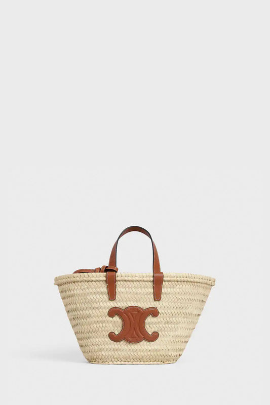 Teen Celine Classic Panier In Palm Leaves And Calfskin