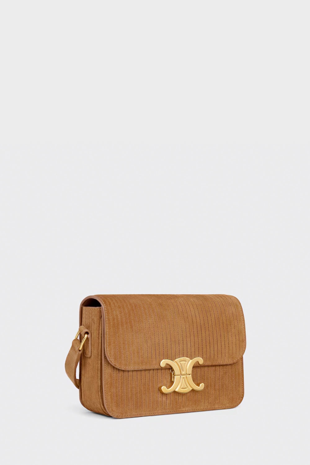 【CELINE】TEEN TRIOMPHE BAG IN STRIPED SUEDE CALFSKIN CELINE - Teen Triomphe Bag In Striped Suede Calfskin – The