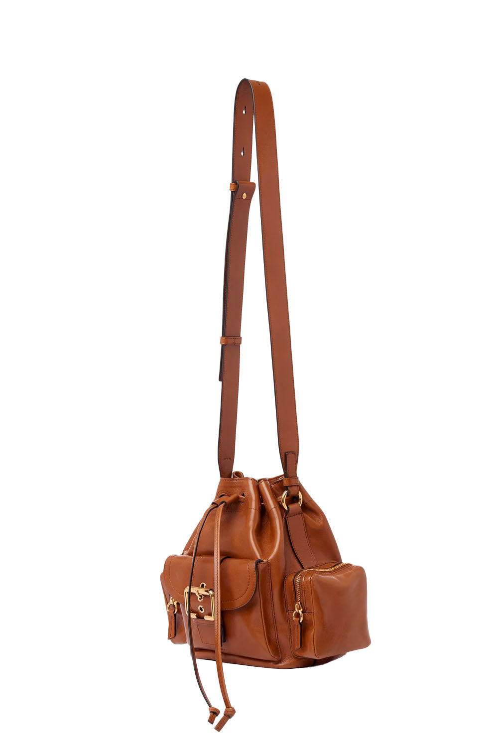 Camera Bucket Bag In Shiny Leather