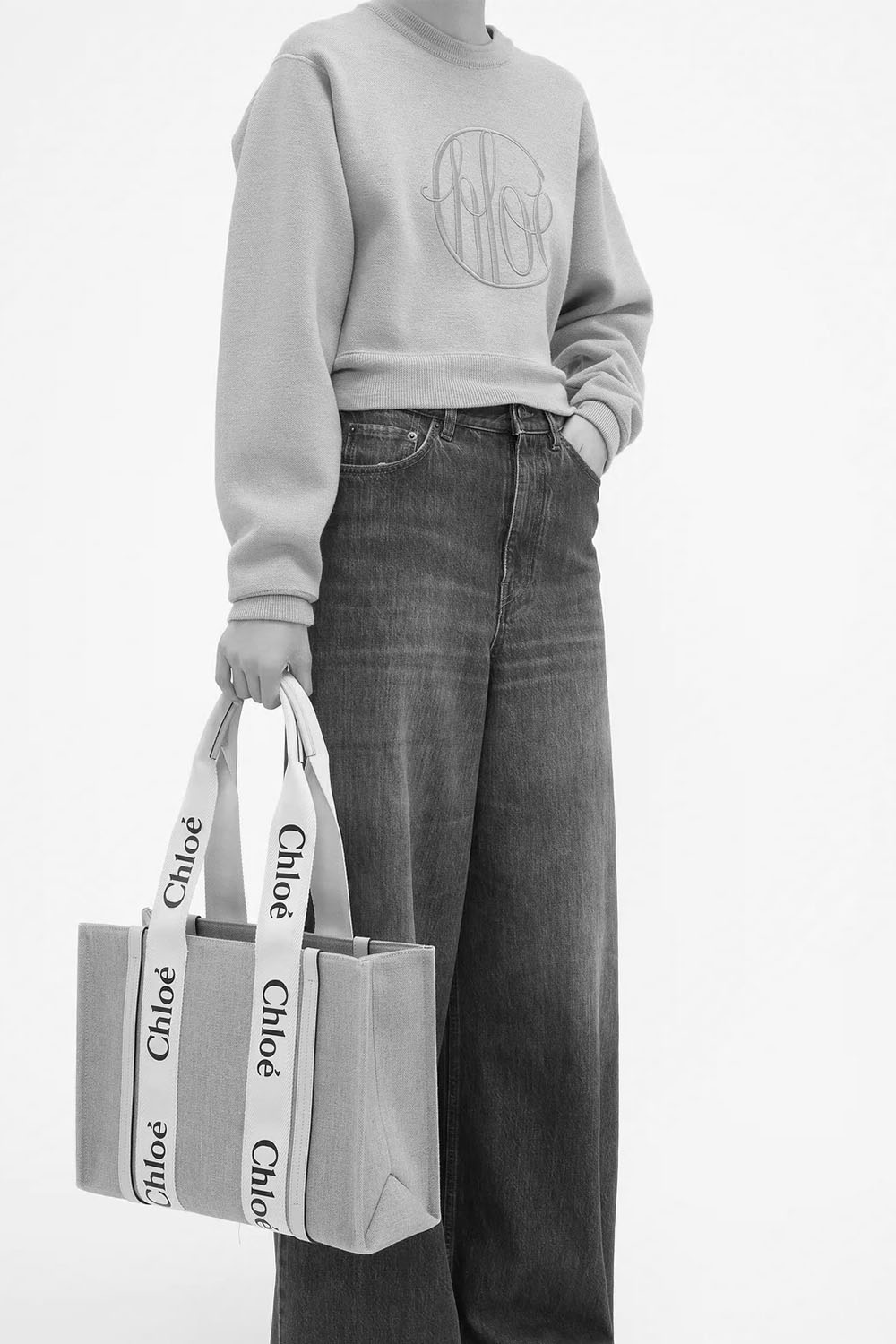 Medium Woody Tote Bag In Linen