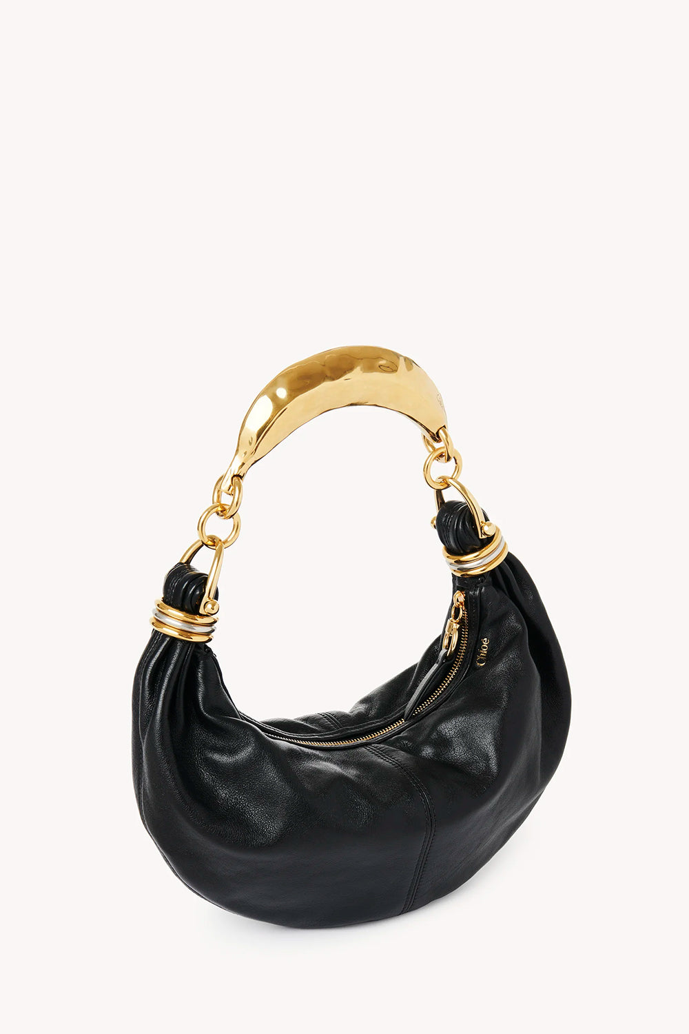 Small Bracelet Hobo Bag In Grained Leather