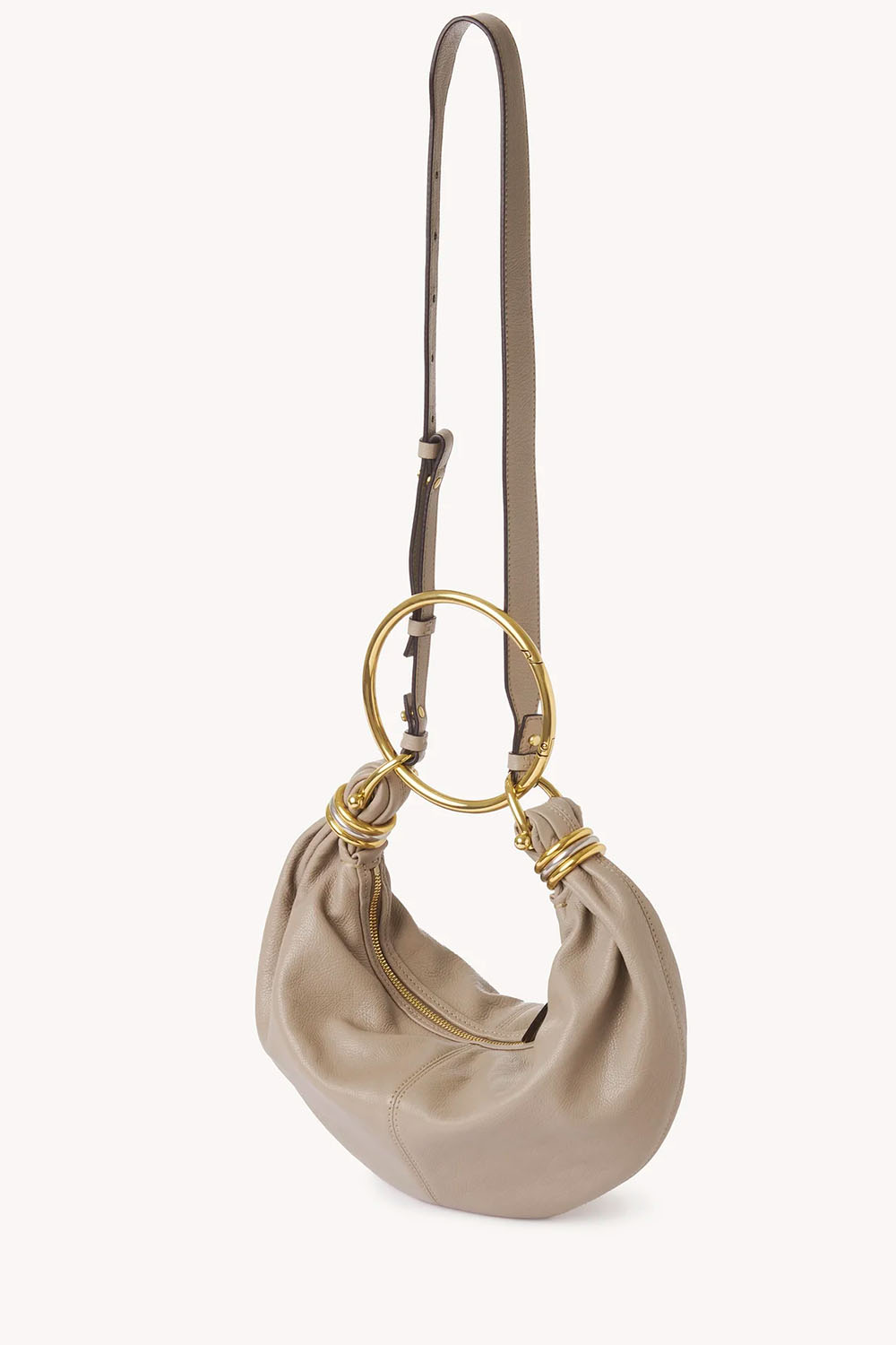 Small Bracelet Hobo Bag In Grained Leather