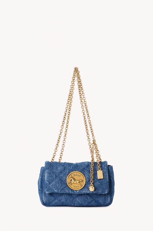 Small Chloé Heritage Shoulder Bag In Denim