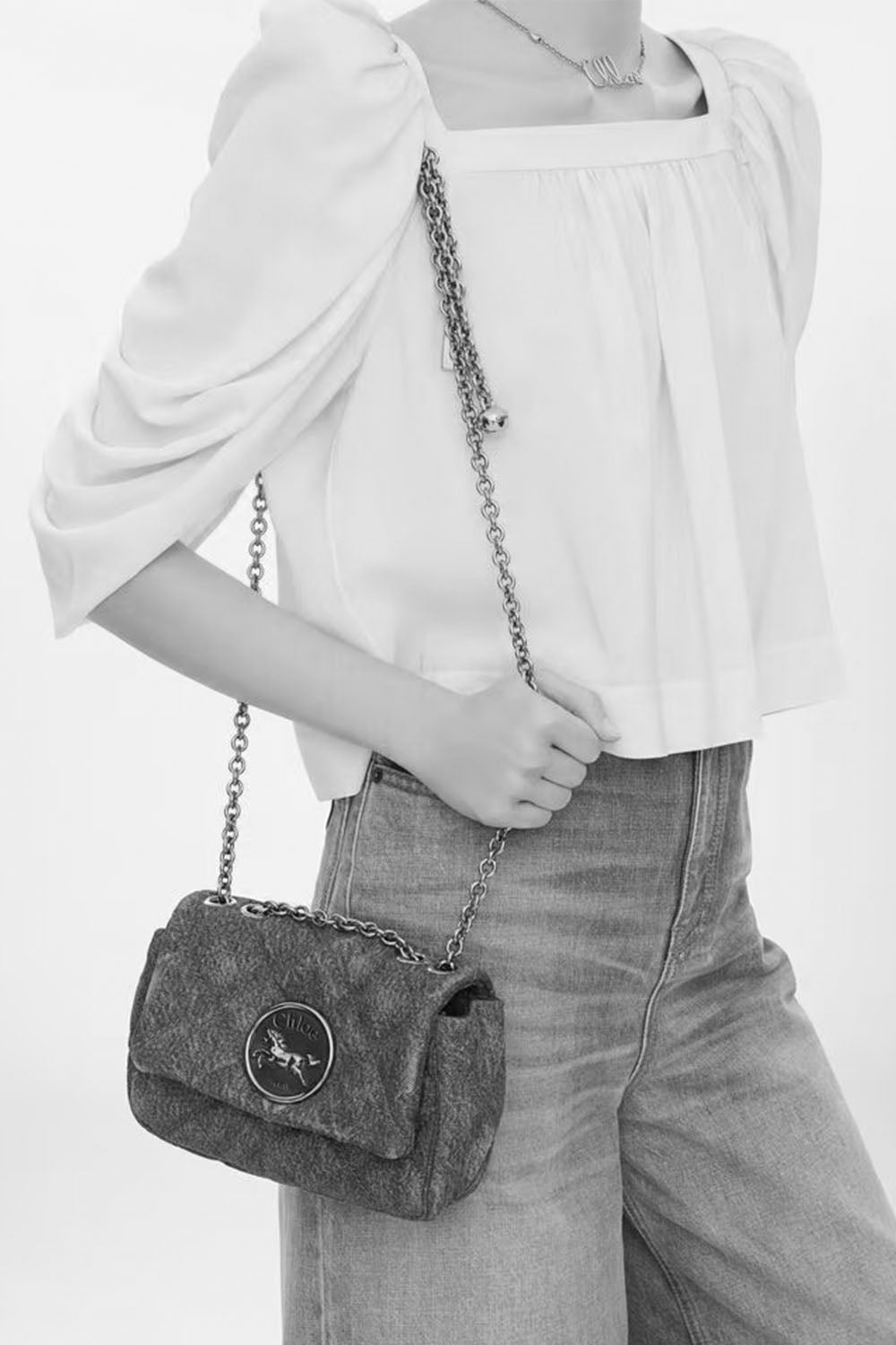 Small Chloé Heritage Shoulder Bag In Denim
