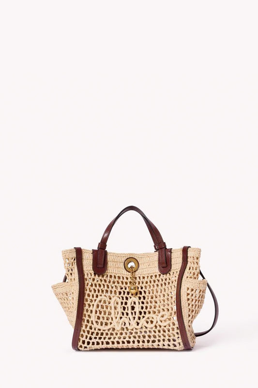 Small Chloé Iconic Double Carry Bag In Raffia