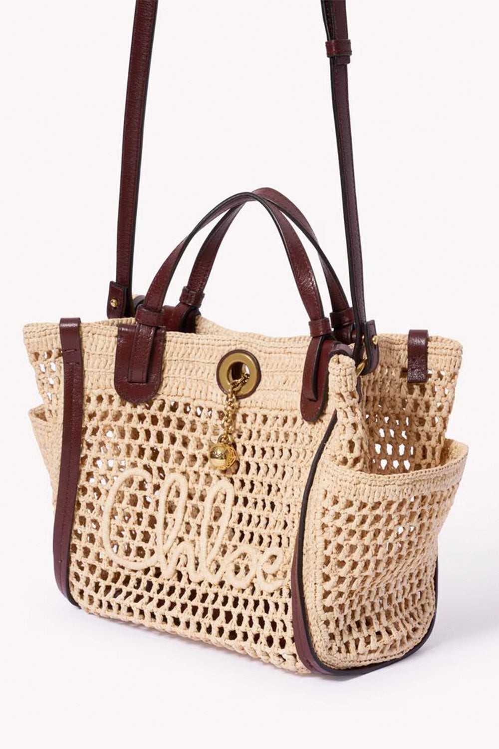 Small Chloé Iconic Double Carry Bag In Raffia